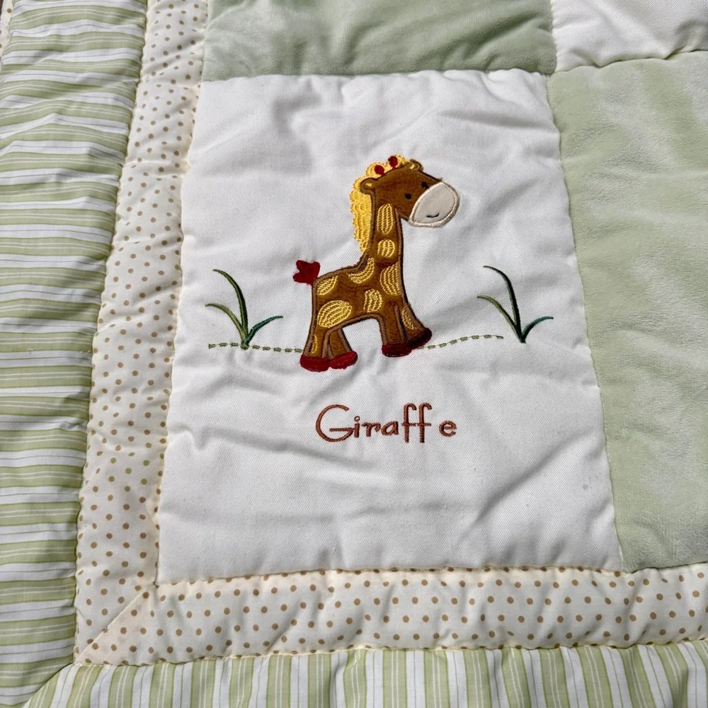 Kidsline Zanzibar Giraffe Alligator Turtle Lion Elephant Baby BlanketGreen 43x35